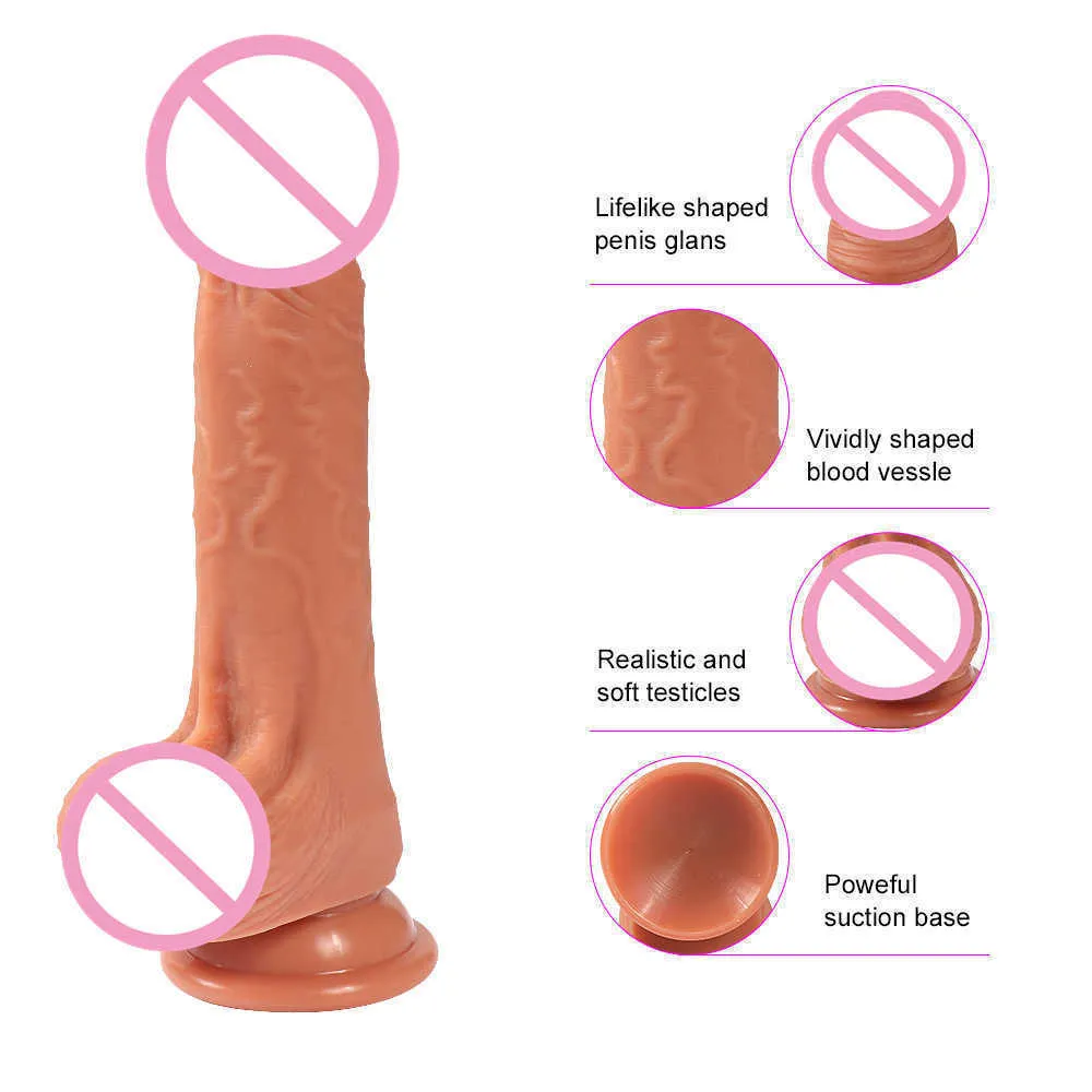 2022 Levensechte 768 Inch Realistische Dildo Massager Waterdicht Speelgoed Flexibele Vrouwen Plezier Volwassen 2106186503571