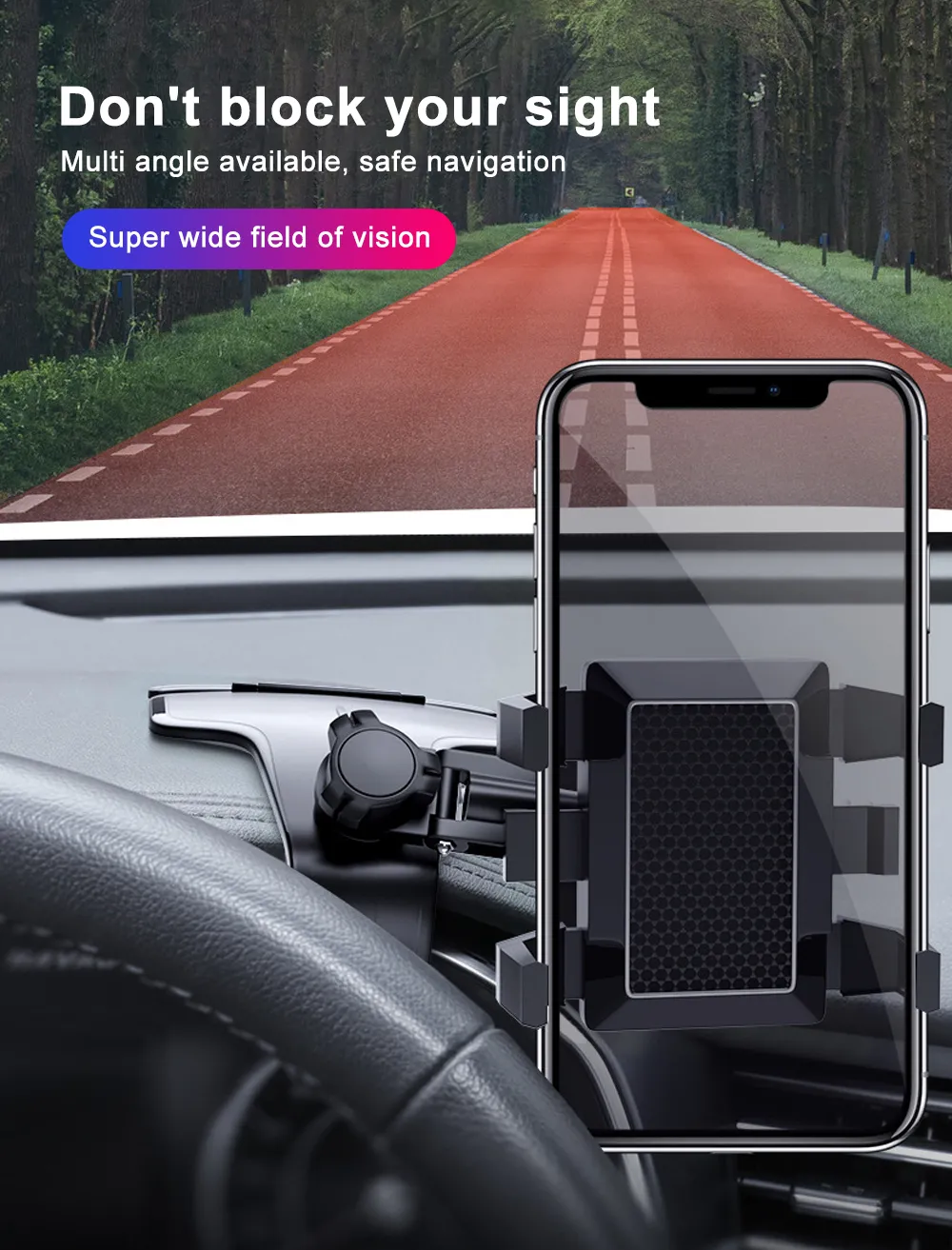 자동차 다기능 휴대 전화 브래킷 360 Degrea Sun Visor Mirror Dashboard Mount GPS 스탠드 폰 홀더 주차 카드 281C