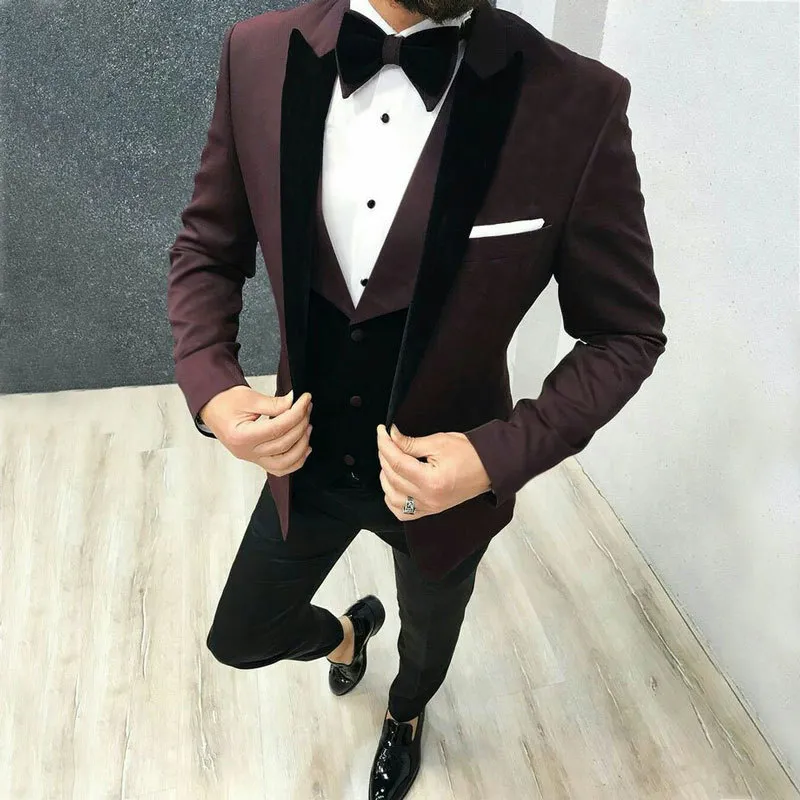 Siyah Erkekler Düğün Takım Adamı için Erkekler İşletme Damat Özel Yapımı Kostüm İnce Fit Resmi Damat Smokin Blazer Adam 201106