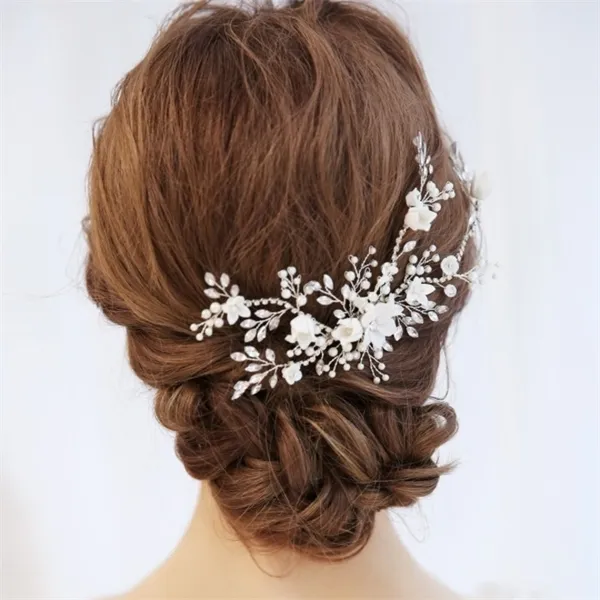 NPASON Urocze nowożeńcze kwiatowe włosy winorośl Pearls Wedding Hair Hair Akcesoria Kobiety na balsame biżuterię W0104297F