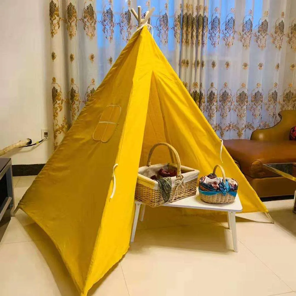1 8m bärbara barns tält tipi hus barn bomull canvas indisk lek tält wigwam barn lilla teepee rum dekoration237g