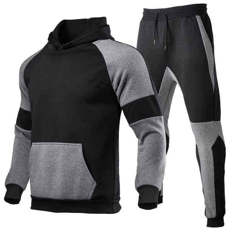 Trend herrkläder utomhus sport sätter man casual tröja outwear kostym hip-hop hoodie för löpande träning fitness 211230