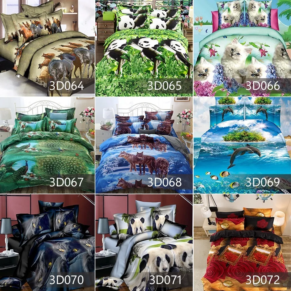 Ensembles de literie 3D Lion Panda imprimé literie taies d'oreiller couette housse de couette reine taille couette ensembles de literie textiles de maison 201021