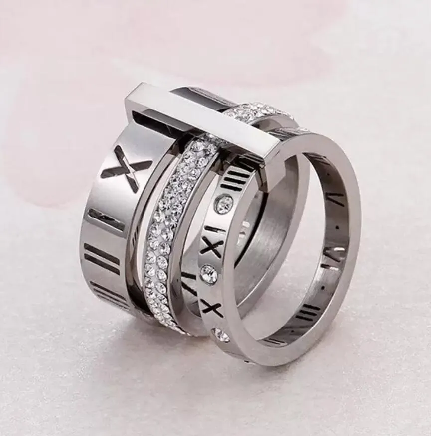 2023 Ring Designer Women Stainless Steel Rose Gold Roman Numeral Ring Fashion Wedding Engagement Jewelry Birthday Gift no box277k