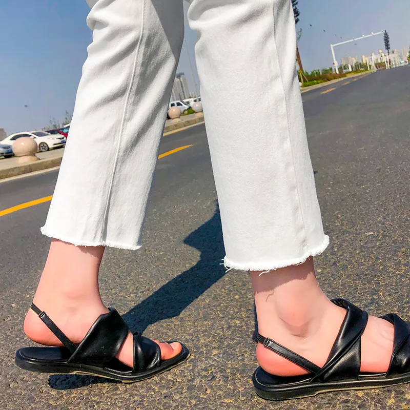 plus size jeans a vita alta donna pantaloni denim dritti nero bianco beige mom jeans donne moda coreana estate Washed Tassel 201223
