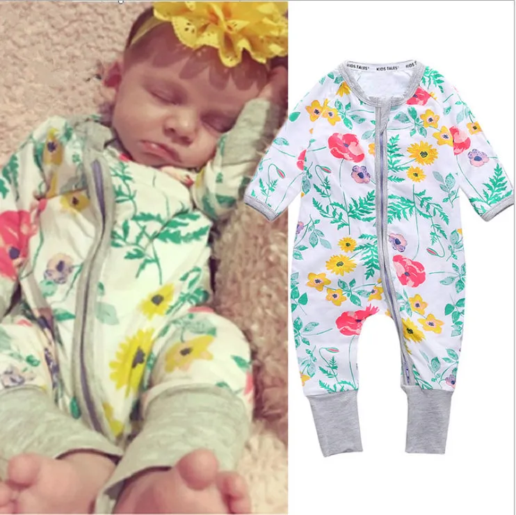 Baby Rompers Flower Print Overalls Body Suits Long Sleeve Newborn Clothes Clothes Girl Children Clothes Jumpsuit