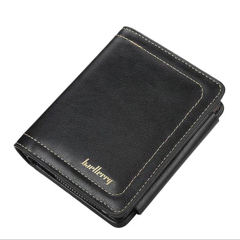 Whole Fashion Black Men Wallet PU Leather Trifold Wallet Designer Small Purse for Coins s299O