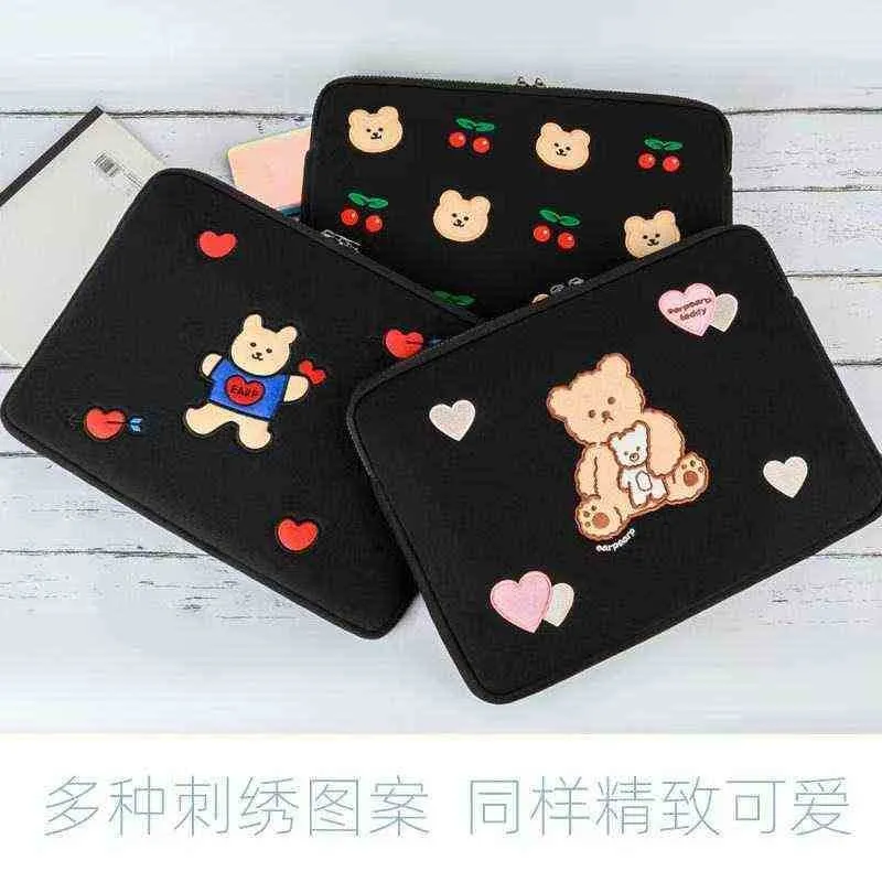 Sac à main coréen pour dessin animé ordinateur portable tablette étui INS ours mignon Mac iPad Pro 9.7 10.5 11 13 pouces pochette pour ordinateur portable sac intérieur 202211