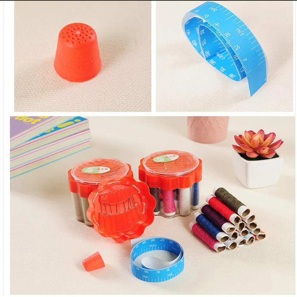 Portable Traveling Sewing Kits Nål Timble Mätband Syverktyg Tillbehör Set med plastfodral Organizer Box