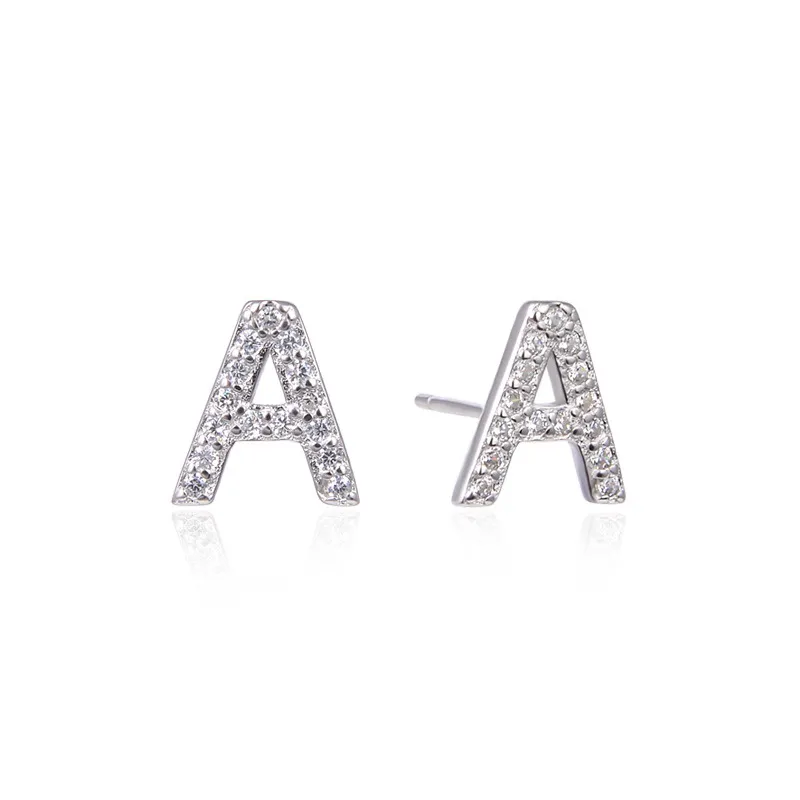 Élégants 26 lettres Boucles d'oreilles en zircone Diamond pour femmes Fashion Fashion Designer de luxe Boucles d'oreilles bijoux S925 Silver Anti Allerg265y