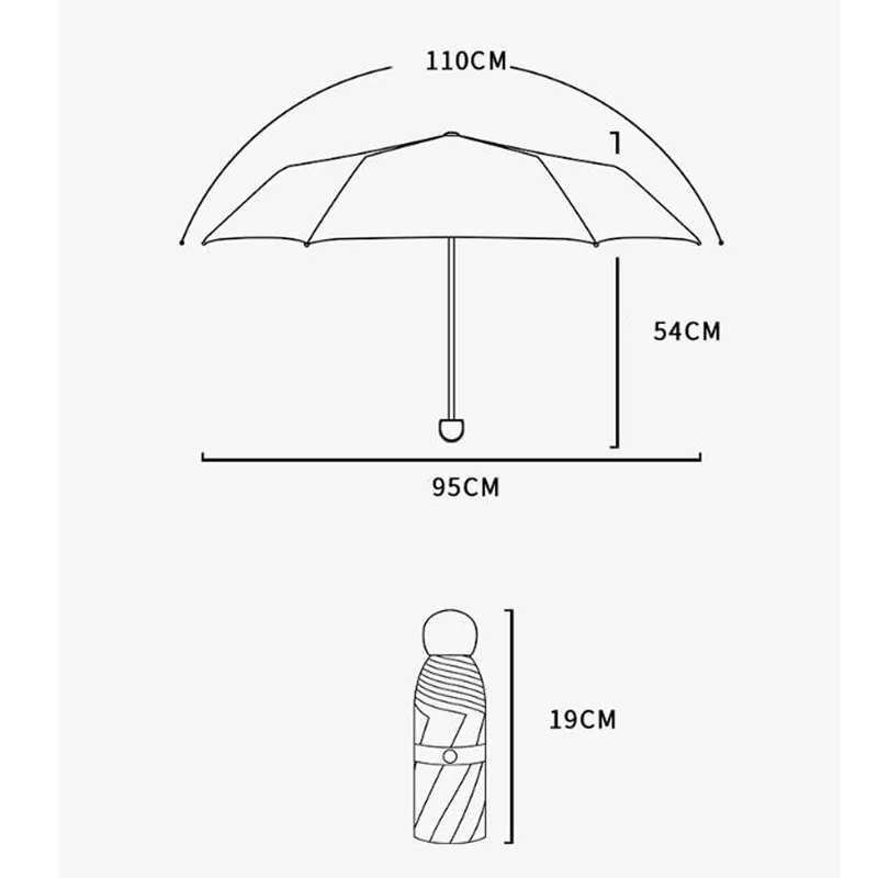 Mini Kapsül Cep Şemsiyesi 210T Yoğunluk Beş Katlı Güneş Koruması Anti-UV UPF50+ Parapluie Fresh Color Şemsiye Kadınlarda 201.104