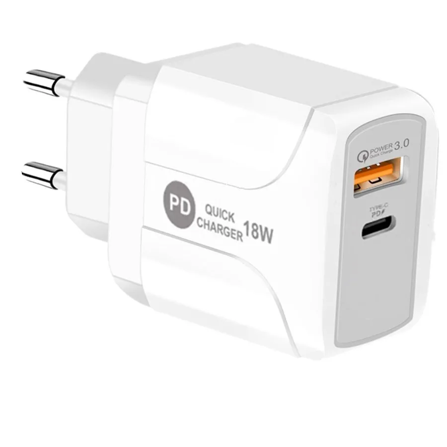 18W 25w Charge Rapide Rapide QC3.0 PD Type c USB AC Double Ports Voyage Chargeur Mural Eu US UK Plug Pour Iphone 7 8 X 11 Samsung Lg Téléphone Android