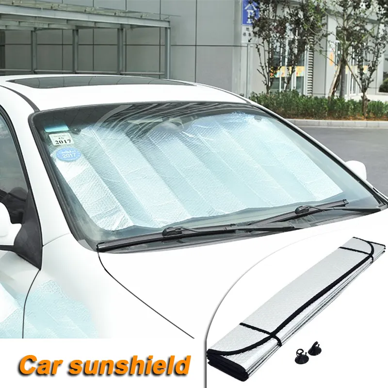 130x60cm Car Sunshade Curtain Front Windshield Shades Thickened Sunscreen Double-sided Pearl Cotton Anti-ultraviolet Front Windshield Sunshade