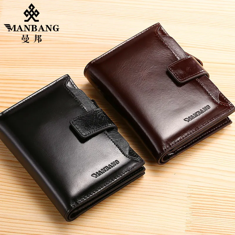 MANBANG Classic Style Véritable portefeuille en cuir courte Male Male Purse porte-carte portefeuille Fashion Fashion High Quality Gift 1999535726