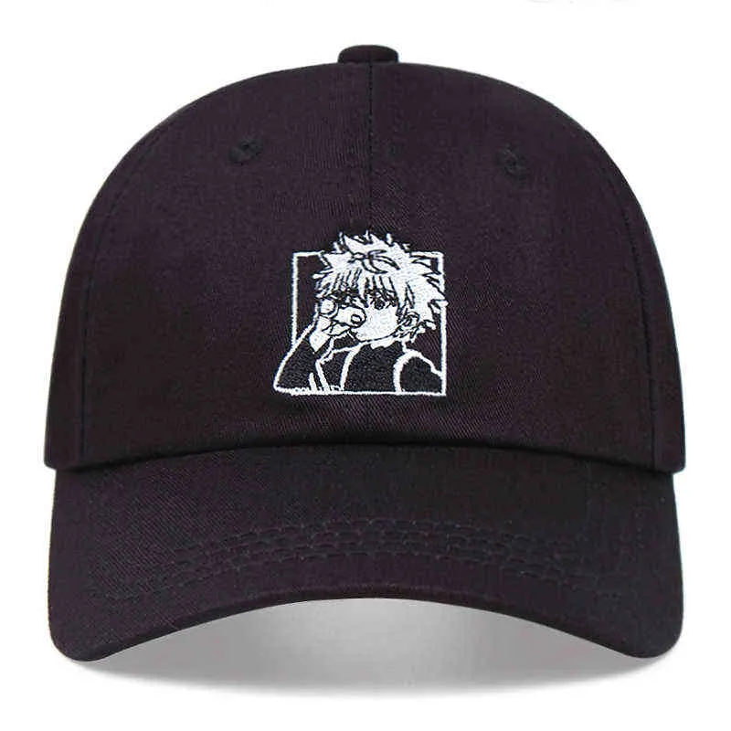 Killua Zoldyck Capball Caps Snapback Women Men Remoidery Anime Hunter X Hunter Dad Hat Cartoni di cotone Cap da sole all'aperto AA2203045114828