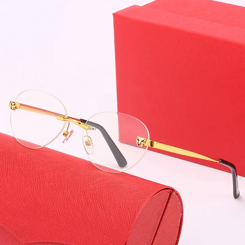 Särskilt glasögon Mens Solglasögon Kvinnor Designer Carti Glasses Oval Frame Composite Metal Sunshade Rimless Fashion Decorative Presc3050