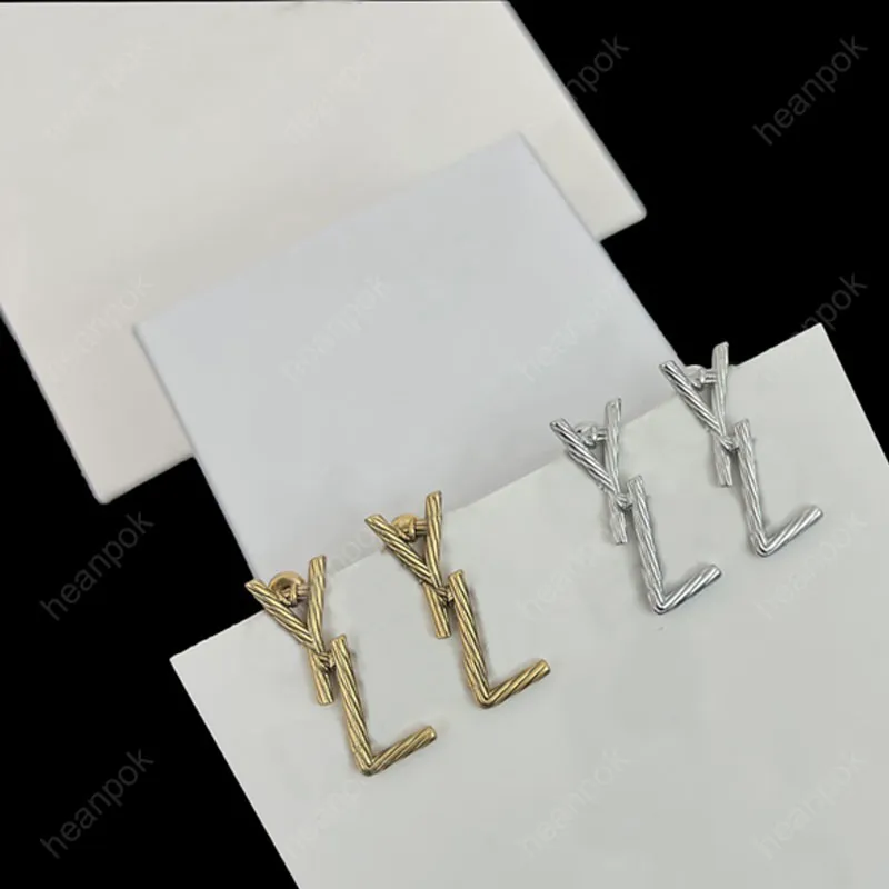 2021 Fashion Designer Earrings For Women Jewelry Silver Gold Letters Hoop Earring Womens Stud Earrings Box Wedding Ear Studs Pendants