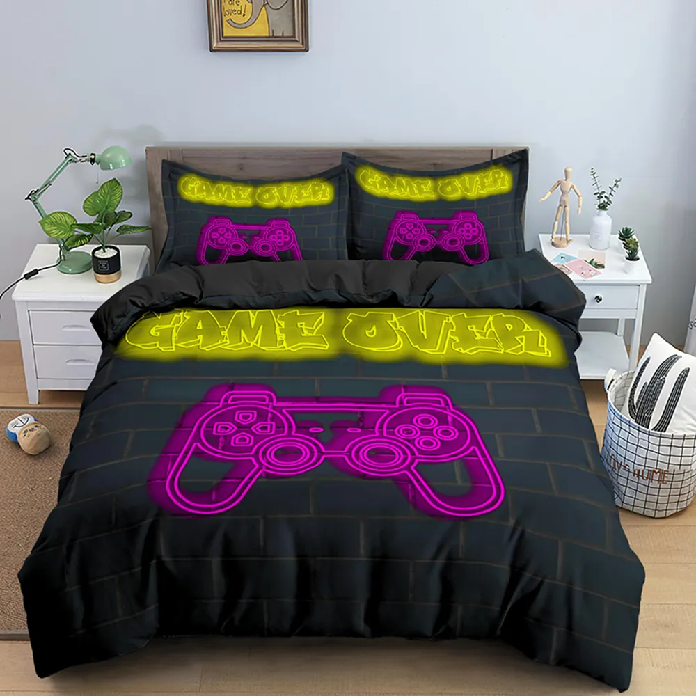 Fashion 2/Gamer Duvet Cover Cartoon King Queen Single Bedding Sets Kids Boys Girls Bed Set Game Quilt Comforter Covers 201211