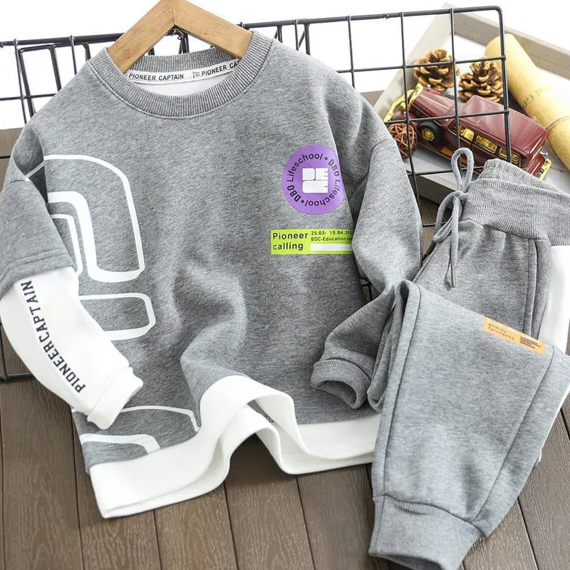 primavera autunno Bambini Set di abbigliamento ragazzi Completi adolescenti Bambini Ragazzi Tuta Abbigliamento sportivo Completo 4 6 8 10 12 14 Anni 220218