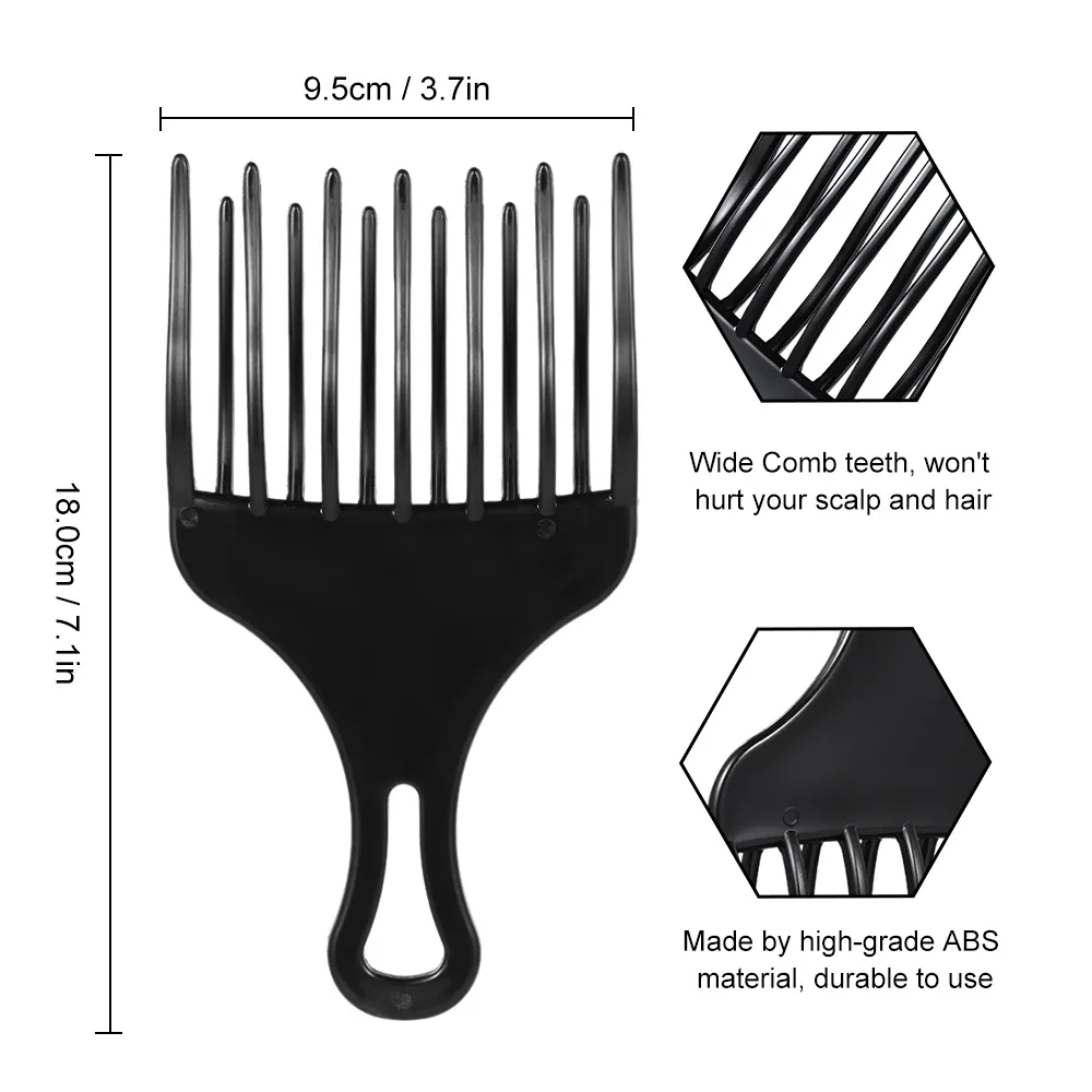 Haarplukkam invoegen Brede tanden Afro-vorkkammen Plastic Hoge lage versnellingsborstels voor krullend kappers Stylingtool Grote maat 5074583