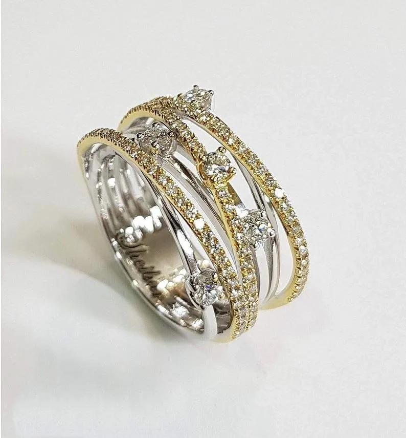 14K 3 Kolory Złoty Diamentowy Pierścień dla kobiet Topaz 1 Carat Kamień Bizuteria Anillos Silver 925 Pierścionki zaręczynowe biżuterii 220224246W5876552