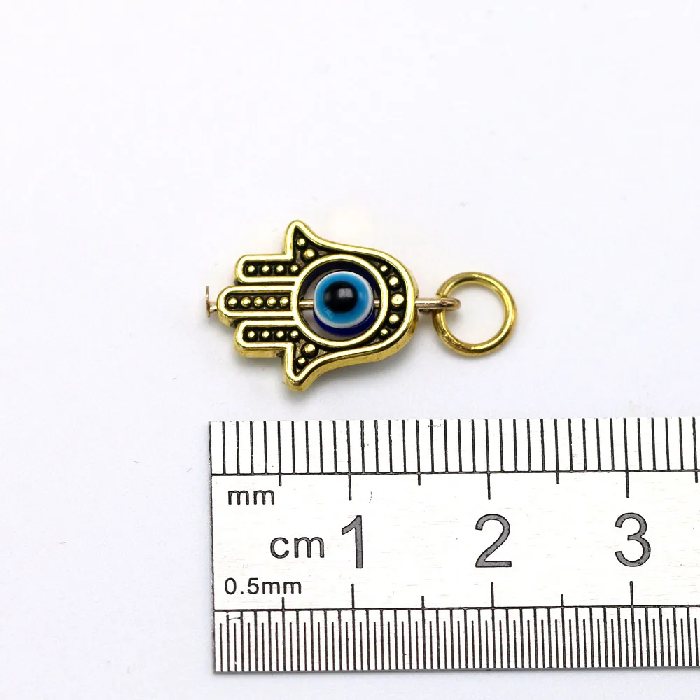 100 pièces turc Hamsa main bleu mauvais œil pendentif à breloques pour la fabrication de bijoux résultats DIY222K