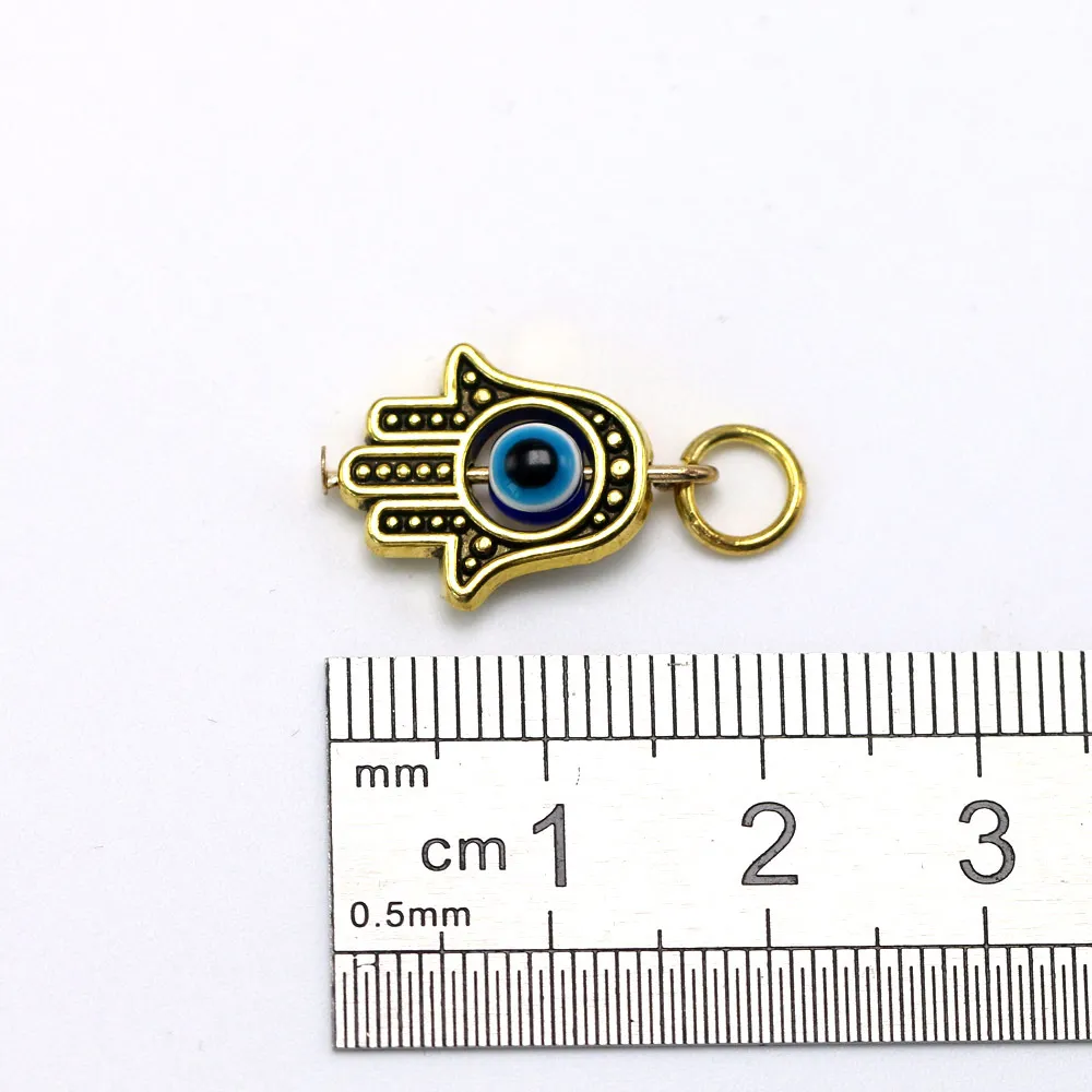 100st Turkish Hamsa Hand Blue Evil Eye Charms hänge för smycken som gör resultat DIY309G