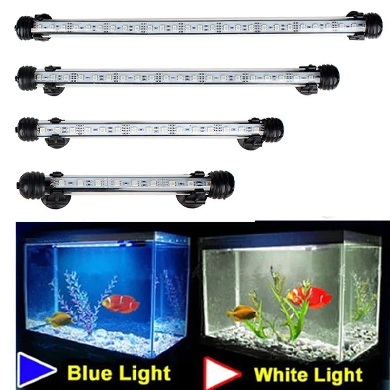 Impermeabile LED Acquario Luci Fish Tank Light Bar Blu / Bianco 19/29/39 / 49CM Sommergibile Clip subacquea Lampada Aquatic Decor EU Y200922