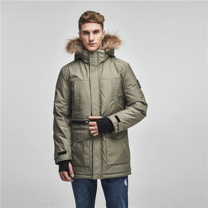 Winter Parkas Men Casual Long Style Fur Hooded Cotton Padded Jackets Mens Thick Hat Windproof Fashion Pockets Coats 201116