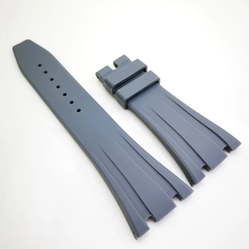27 mm graues Gummi-Uhrenarmband, 18 mm Faltschließe, Anstoßgröße, AP-Armband für Royal Oak 39 mm 41 mm Uhr 15400 15390294S