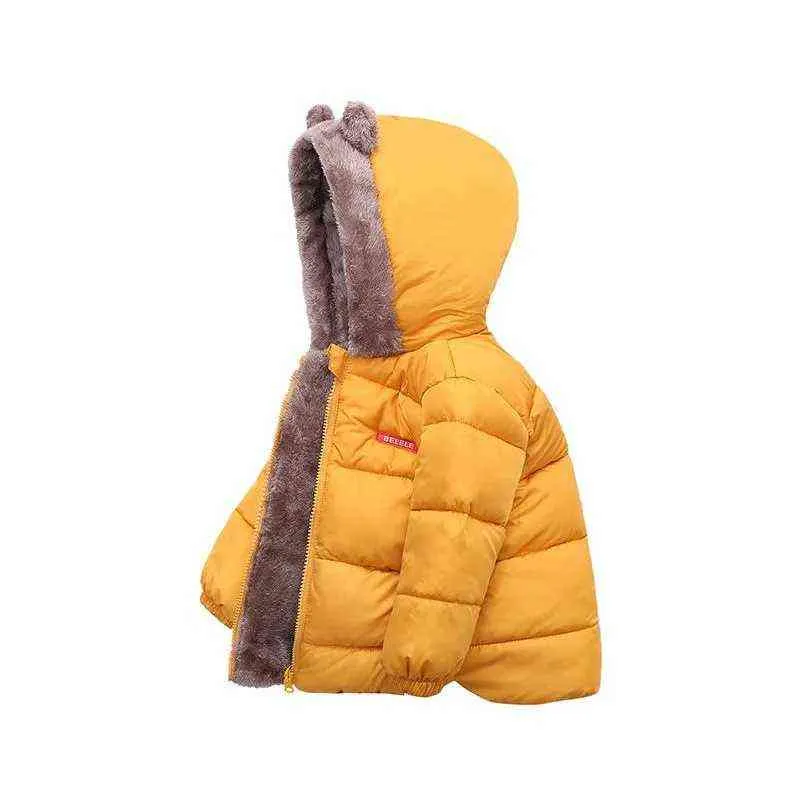 Inverno Crianças Quentes Casacos de Algodão Meninas Roupas Crianças Babys Fleece Collar Casacos Bebê Para Meninos Outerwears 211222