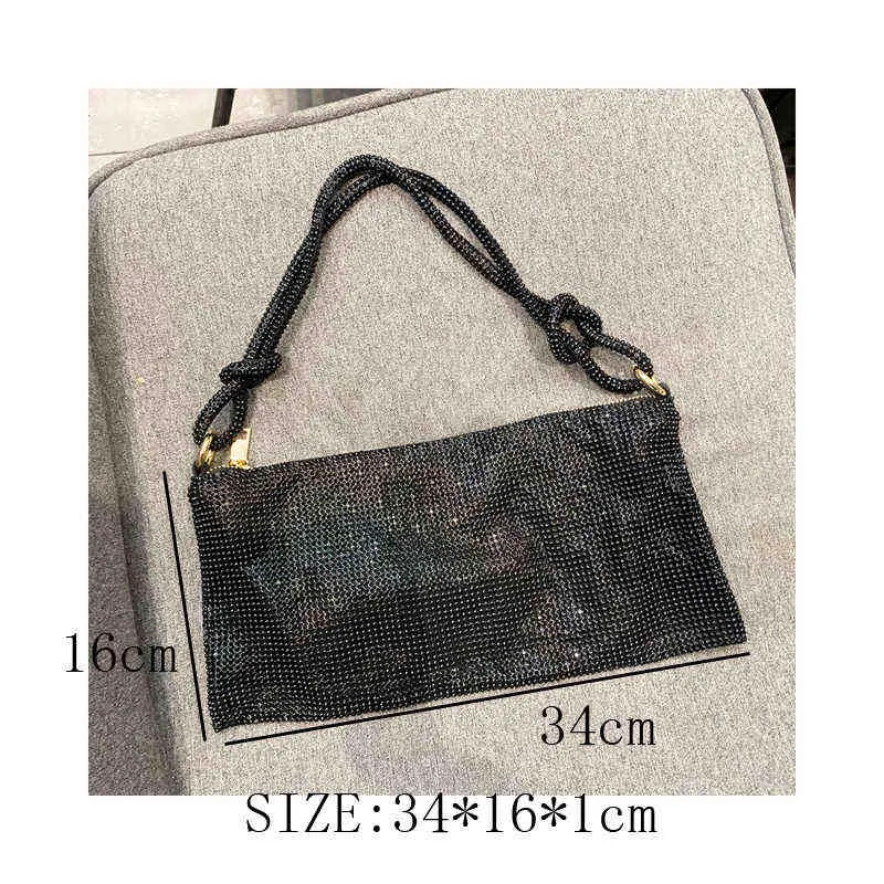 Evening Bags Handle Shining Crystal Rhinestones Evening Clutch Bag Purses and Handbag Luxury Designer Silver Shoulder Bag Hobo Bags Party Bag 220315