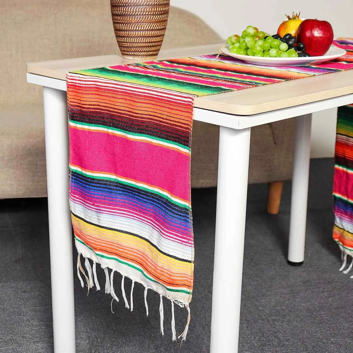 1PEECE COTKEN MEXICAN TABLE RUNNER 213X35CM Rainbow Table Runners Party Serape Tablecloth Diy Свадебная вечеринка Home Decor C01254110957637049