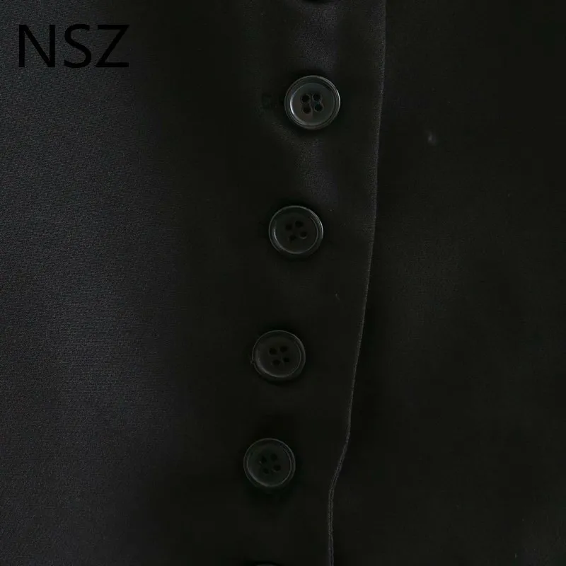 NSZ Women Black Sleeveless Blazer Jacket Elegant Vest Crop Top Waistcoat Business Tank Top Fall Fashion 201031