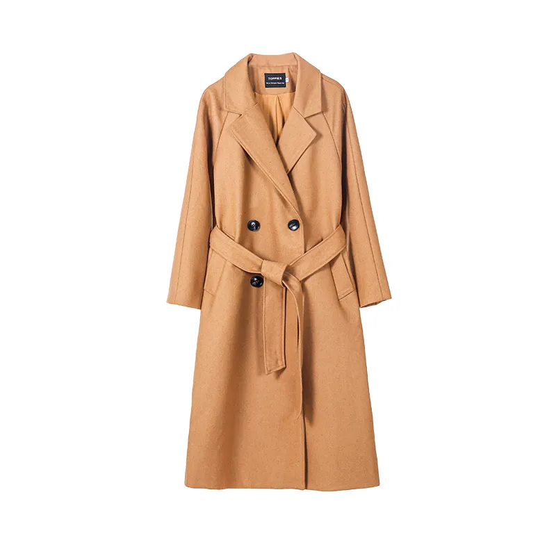 Toppies outono casaco de lã mulheres casaco longo jaqueta 50% lã senhoras outwear duplo breasted outwear 201221