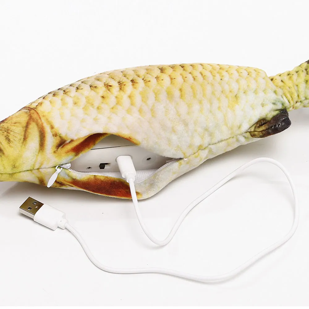نقل الأسماك الإلكترونية Cat Toy Nip Electric USB شحن ثلاثية الأبعاد للمضغ الكلاب لعب ألعاب العض 30 سم LJ200826