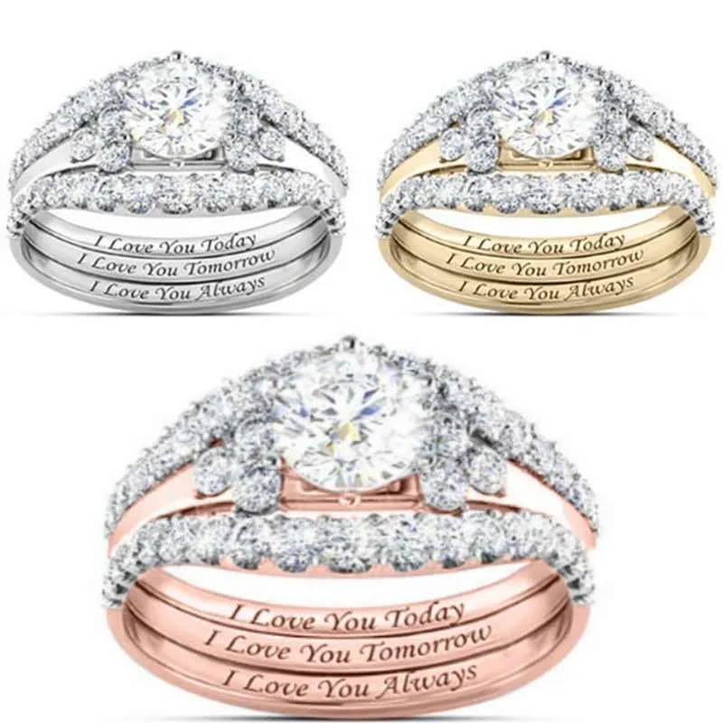 Yunjin New Diamond ThreePiece Ring Set Popular Lady Engagement Hand Jewelry6459361