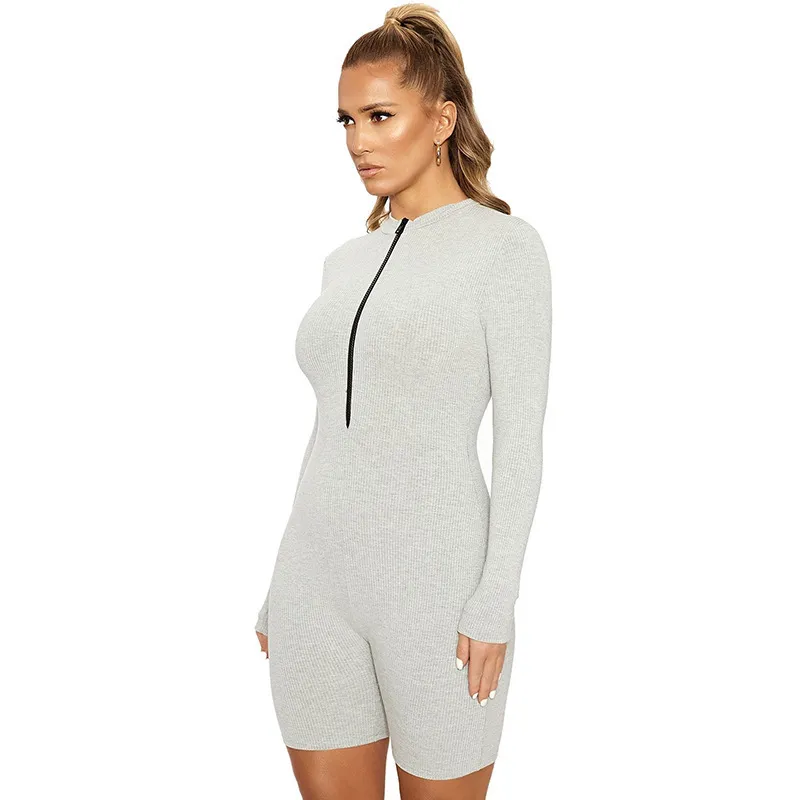 BooFeenaa Sport Biker One Piece Jumpssuit Femme Coton Coton Knit à manches longues à manches longues à manches longues Bombot Vêtements Sexy Vêtements 2020 C92-AC68 T200704