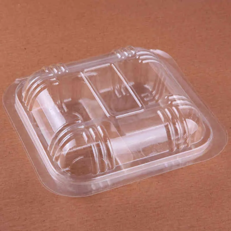 boîtes d'emballage de boîte en plastique jetables avec couvercle boîtes en plastique transparentes 4 conteneurs de nourriture à emporter de grille pour le gâteau aux fruits H1231