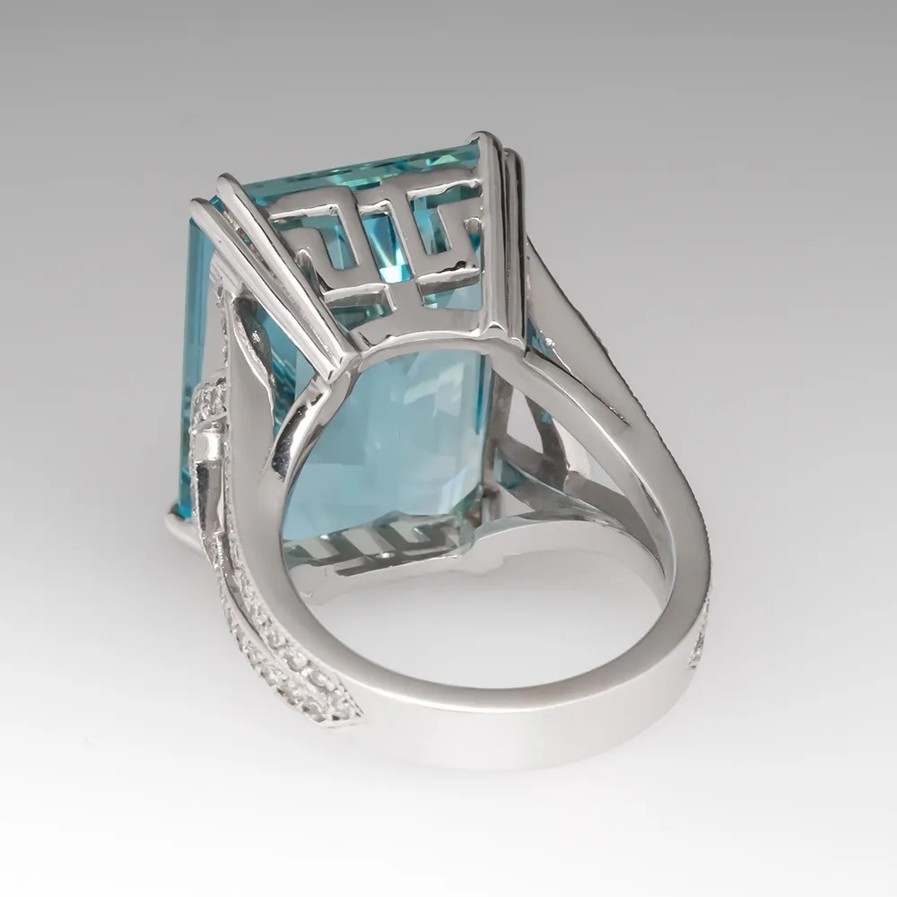 Colore d'argento 925 Princess Blue Topaz Diamond Anello quadrata gemma Bizuteria Anillo 925 Gioielli Women Sapphire Ring Box Y112794889