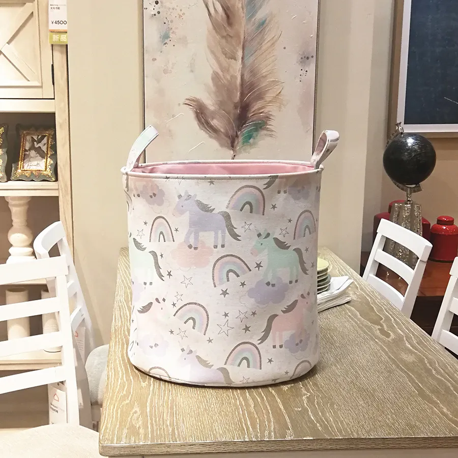 Foldable Laundry Basket for Dirty Clothes Toys unicorn canvas storag large baskets kids baby Home washing Organizer bag LJ200821