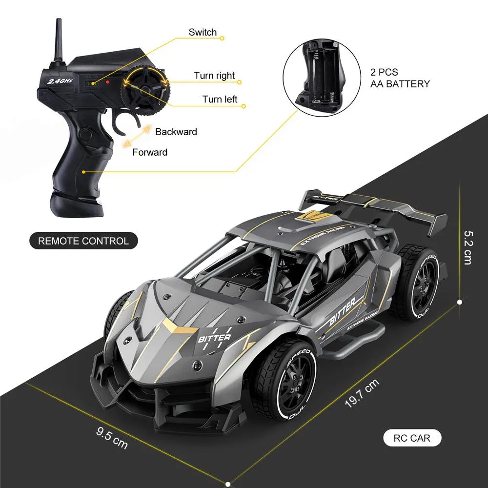 RC CAR 4WD Дистанционное управление алюминиевым сплавом 124 24G Высокоскоростные электрические гоночные скало