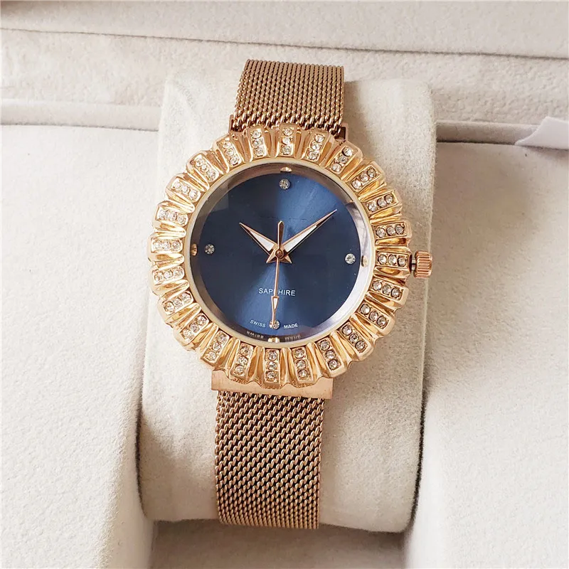 Модные брендовые часы для женщин и девушек, стиль кристаллов, магнитный металлический стальной ремешок, кварцевые наручные часы CHA24277I