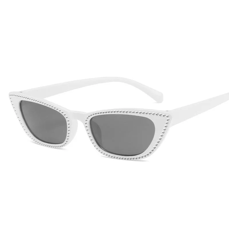 Óculos de sol El Malus moda insere gato de olho de sol dos óculos de sol, imitação de diamante cristal sexy senhoras uv400 lentes óculos de olho1258w