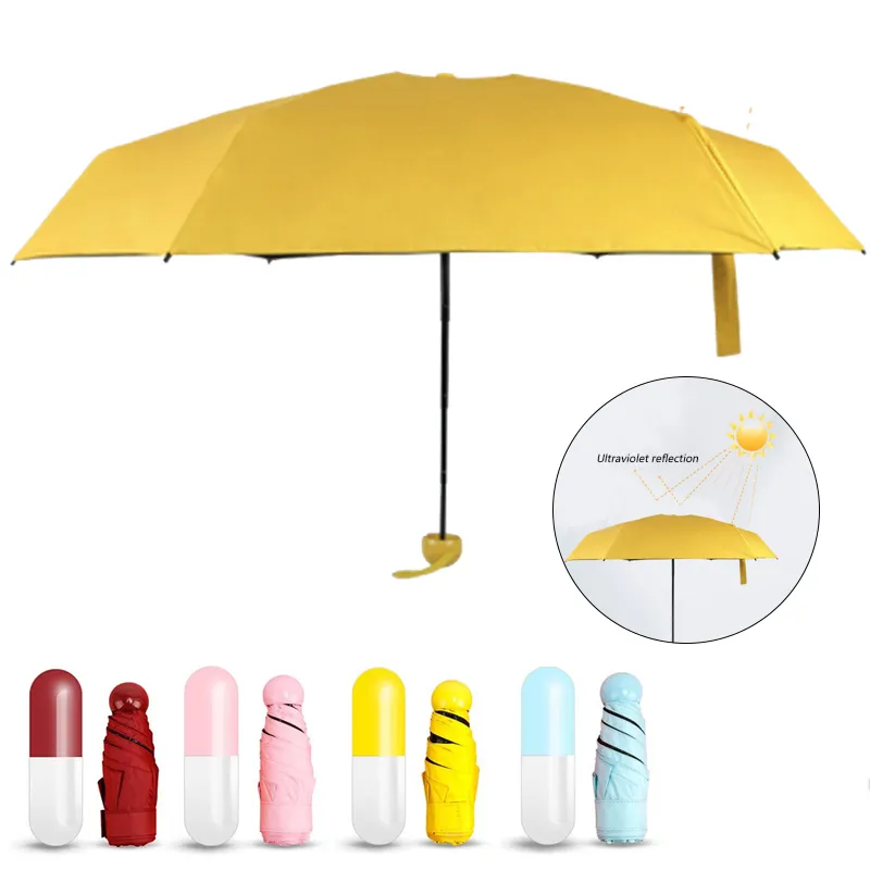 Capsule Mini Umbrella Rain Pocket AntiUV Protection s Windproof Folding s For Women Children Y200324