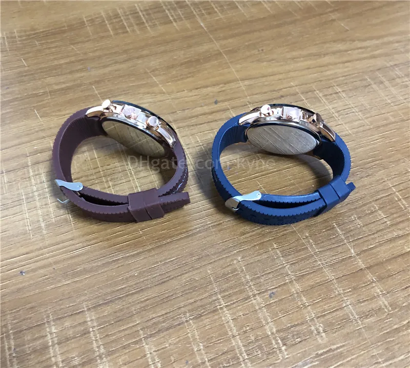 Top montres pour hommes avec bracelet en silicone 45mm montre de style sportif grand cadran noir bleu marron montre-bracelet de bonne qualité256o