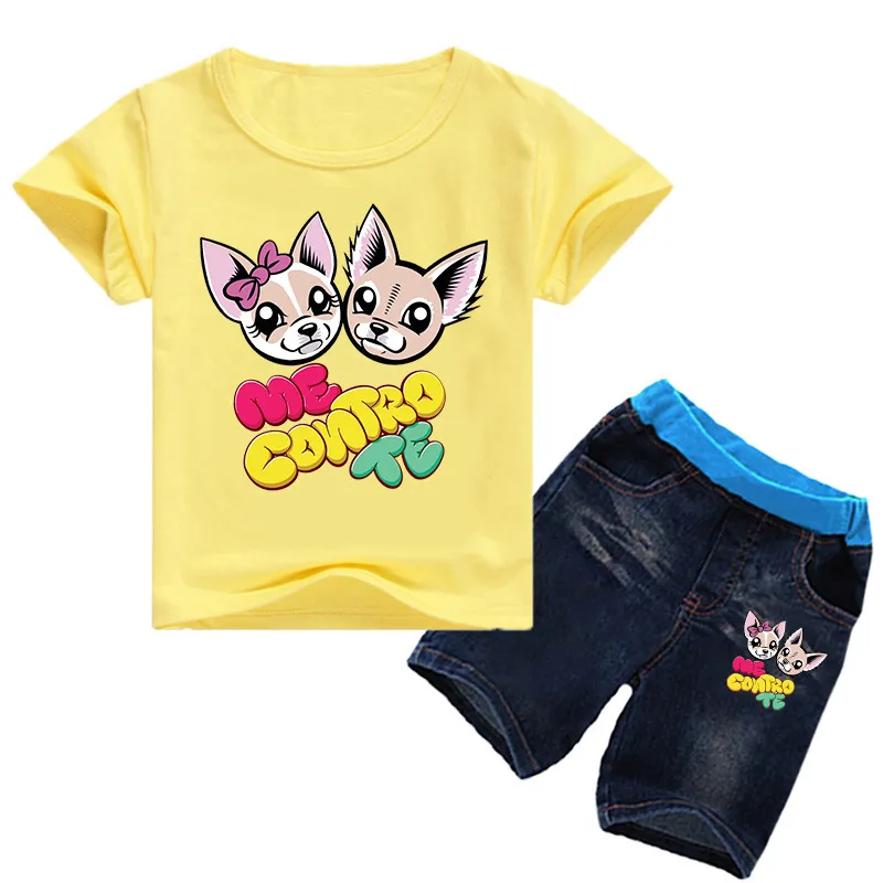 Новая хлопковая детская одежда летняя стиль мода Me Contro Te Boys Короткие рукава джинсы Oneck Pellover Детский костюм Unisex Y20064155572