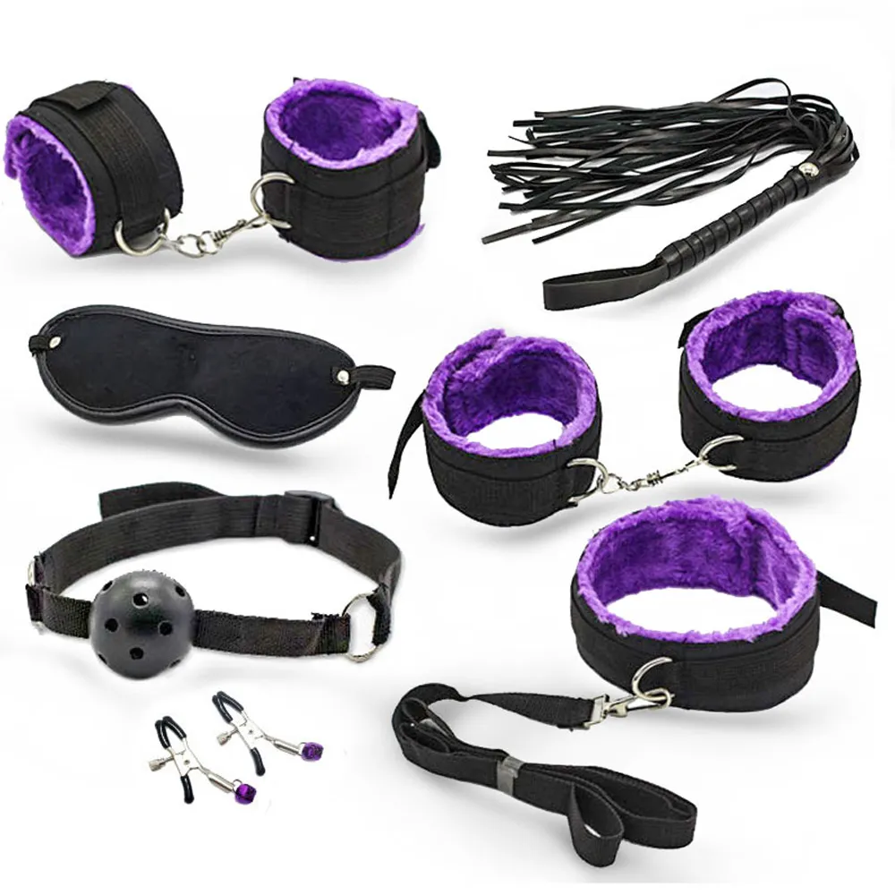 Dildo Vibrator Anal Plugs Handcuffs Whip Nipples Clip Blindfold Breast Pump BDSM Games Adult Sex Toys Kit For Couples kit casal Y201118