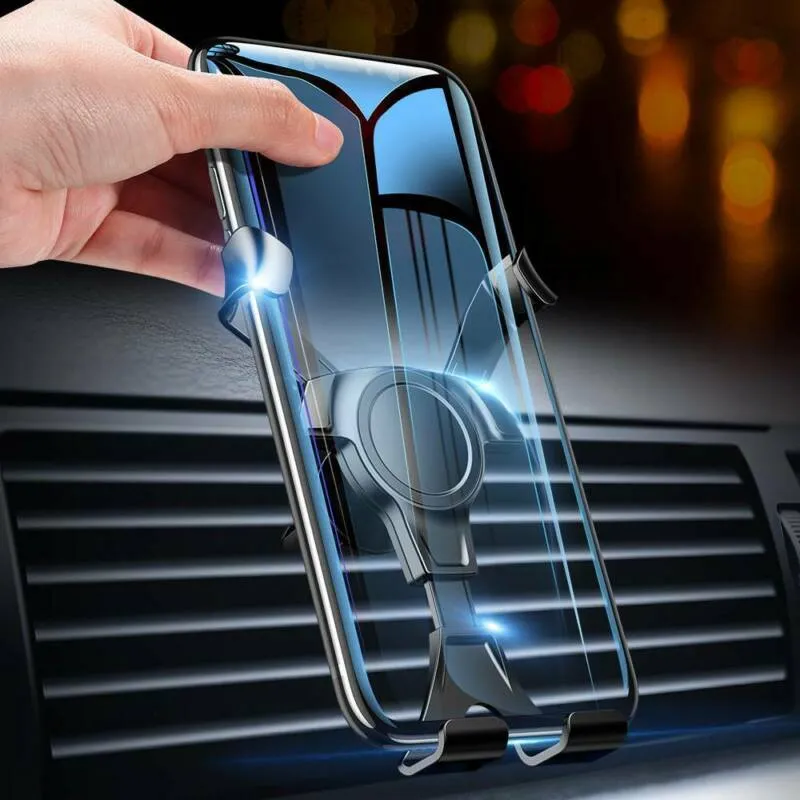 Ny Gravity Auto Phone Holder för iPhone/Samsung Car Air Vent Clip Mount Mobile Telefon Holder Mobiltelefonstativstillbehör