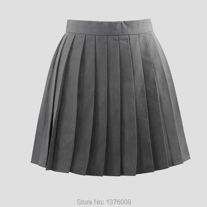 Grey Pleated Skirts Summer Female Pleated Skirt Japan School Uniform Harajuku Women Skirts Saias Faldas G220309